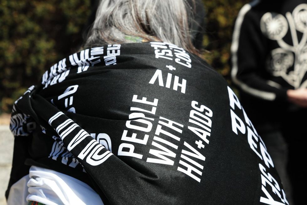 HIV and AIDS activists hold coffin delivery to protest PEPFAR cuts at State Department building in Washington, D.C., April 17, 2025