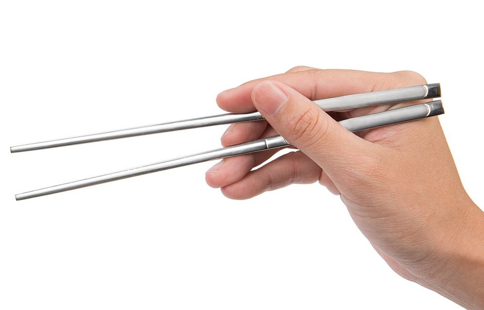 holding metal chopsticks