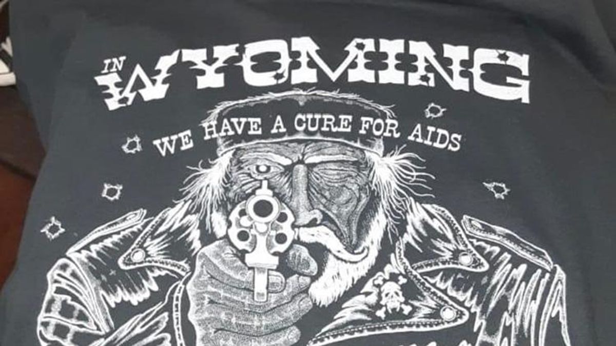 homophobic t-shirt sold in Wyoming bar.