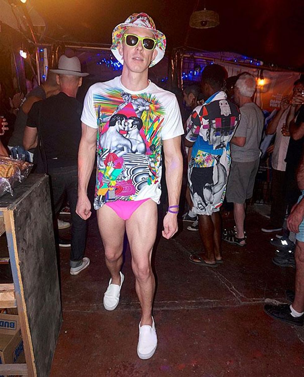 How to accessorize a pink Speedo.