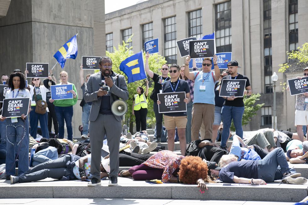 Human Rights Campaign Stages Die In in front of the Department of Health and Human Services to Protest Trump Health Care Cuts