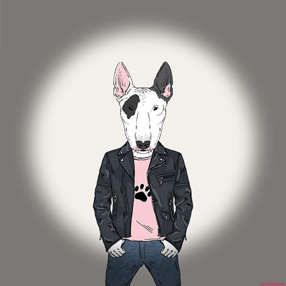 illustration of dog in people clothes