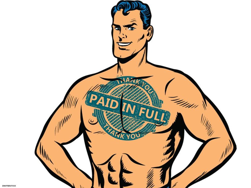 illustration superhero with stamped chest