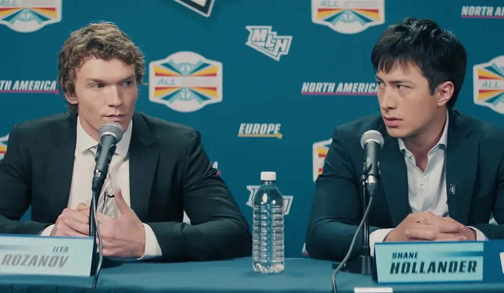 Ilya Rozanov and Shane Hollander in Heated Rivalry.