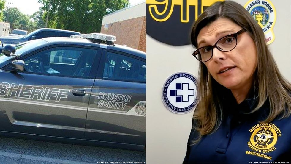 Image of police car and another image of Anna Lange