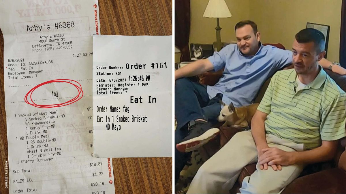 Image of receipt and couple who received it.