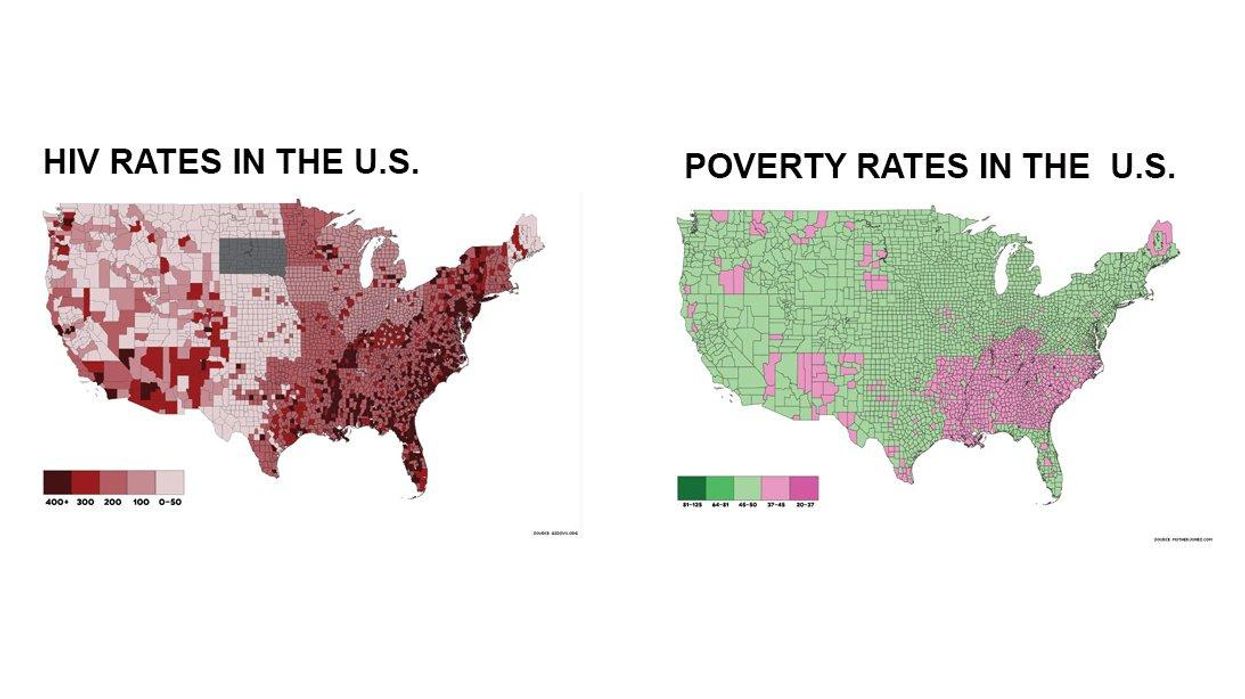 Maps Compare Low Income With High HIV Rates