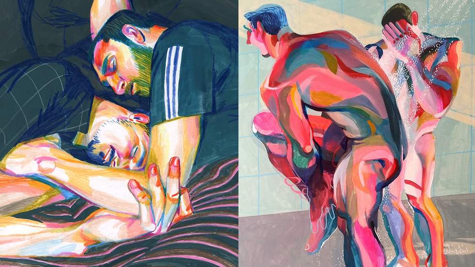 Sensual and intimate paintings of male relationships by Dani Torrent