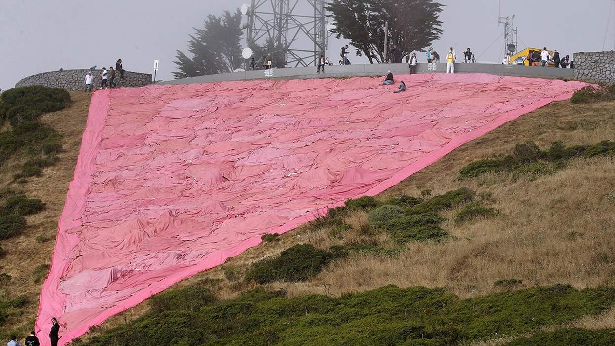 <p>Nazi Symbol for Gays, Now Reclaimed, Towers Over San Francisco</p>