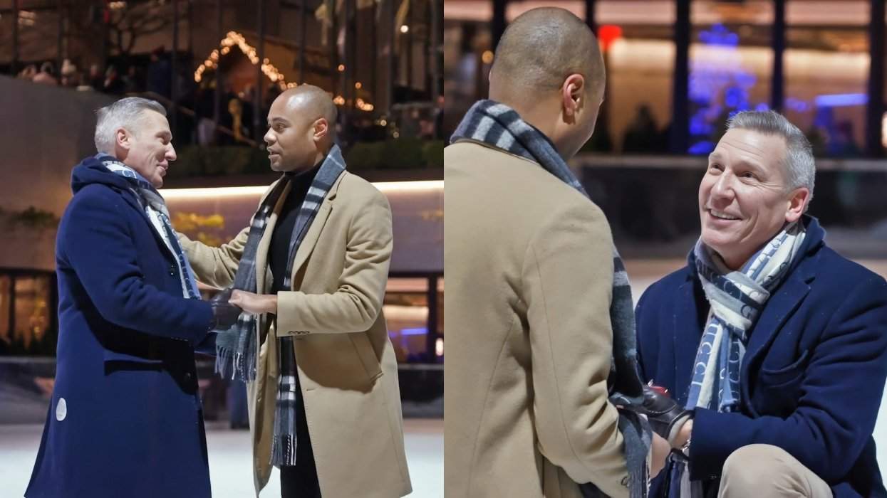 A gay man has the perfect proposal at the Rockefeller Center ice rink that will melt even the coldest hearts