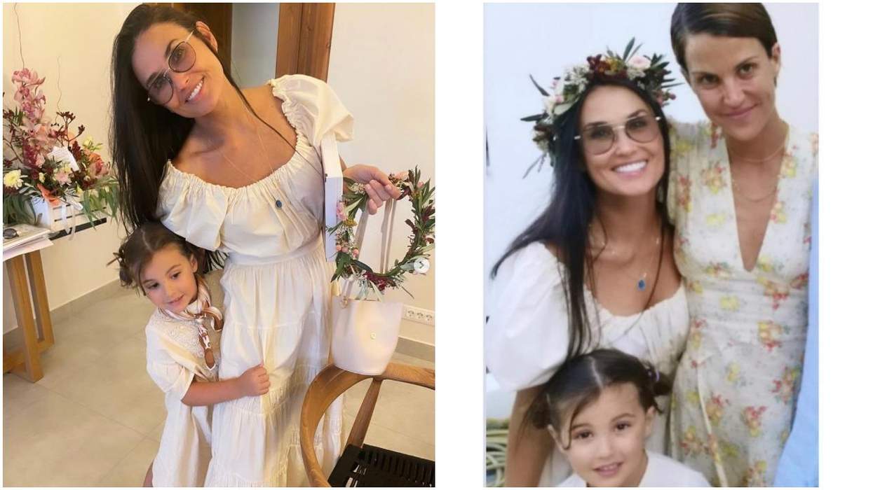Images of Demi Moore, Masha Mandzuka, and a young girl