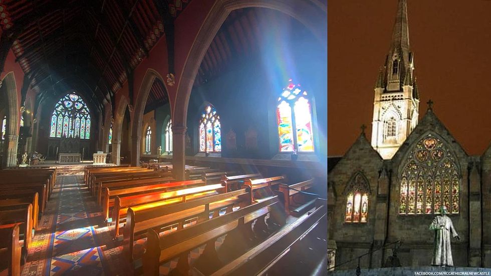 Images of St. Mary's Cathedral in the U.K. - one of the inside and the other of the outside