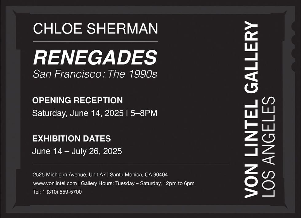 Invite to vintage photo exhibit RENEGADES San Francisco the 1990s original photography by CHLOE SHERMAN