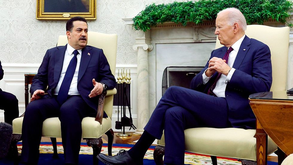 Iraqi Prime Minister Mohammed Shia al Sudani meets President Joe Biden White House Oval Office Washington DC United States America