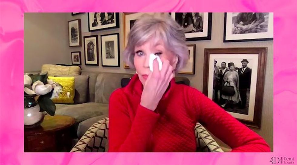 Jane Fonda gets emotional while guesting on 4D with Demi Lovato