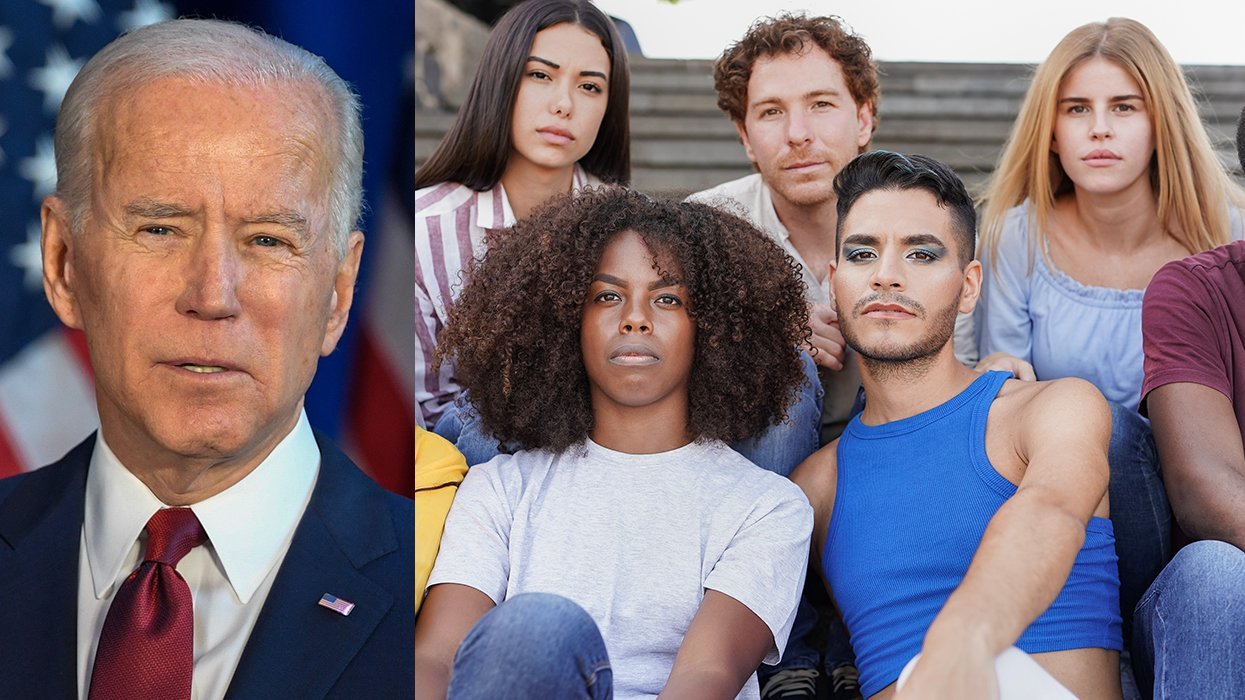 Joe Biden alongside group of queer people transgender women gay men people with prostates