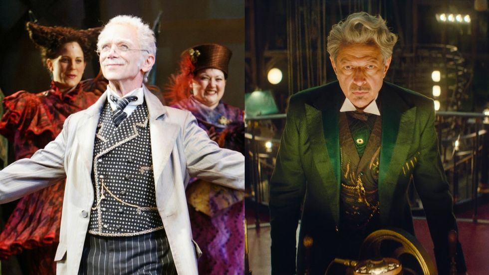 Joel Grey in the Wicked musical; Jeff Goldblum in the Wicked movie