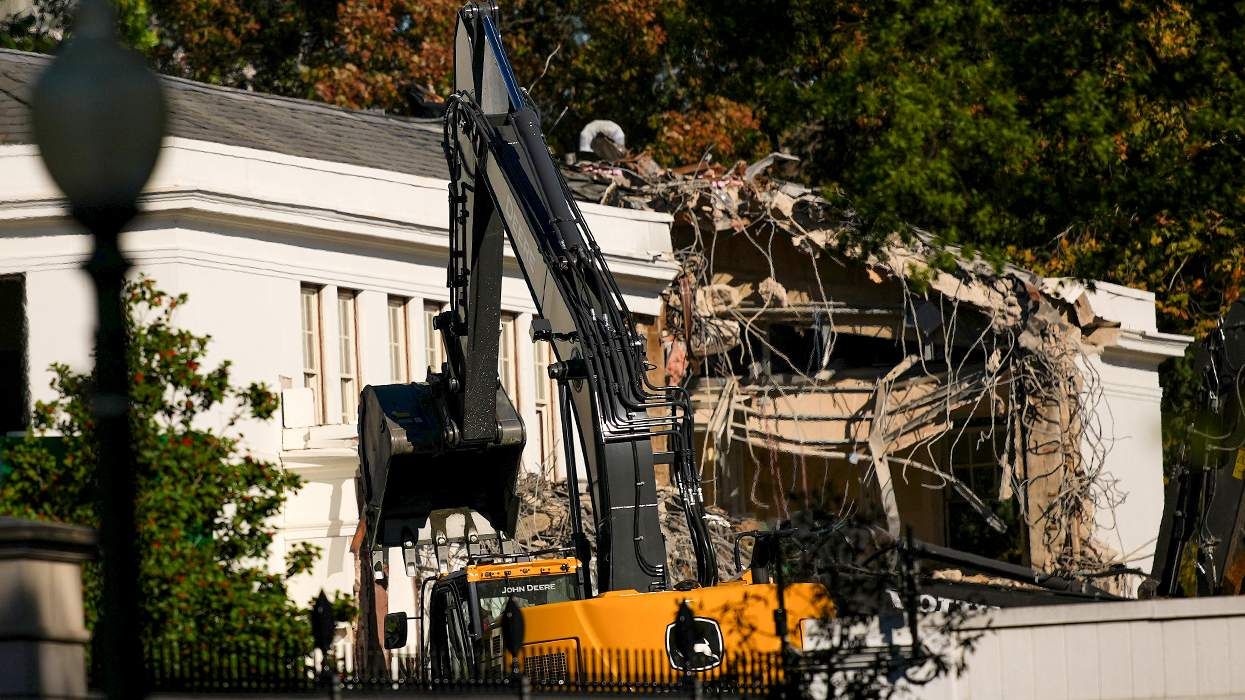 john deere tractor demolishing the east wing of the white house october 2025