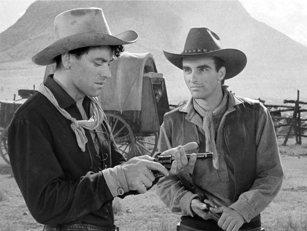 John Ireland and Montgomery Clift in Red River