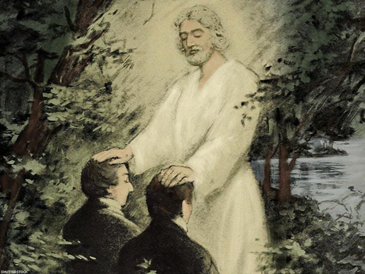 John the Baptist Conferring the Aaronic Priesthood on Joseph Smith and Oliver Cowdery 