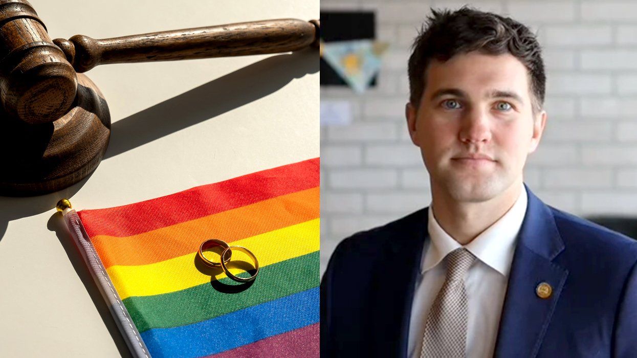 judges gavel wedding bands rainbow LGBTQIA pride flag Michigan Josh Schriver