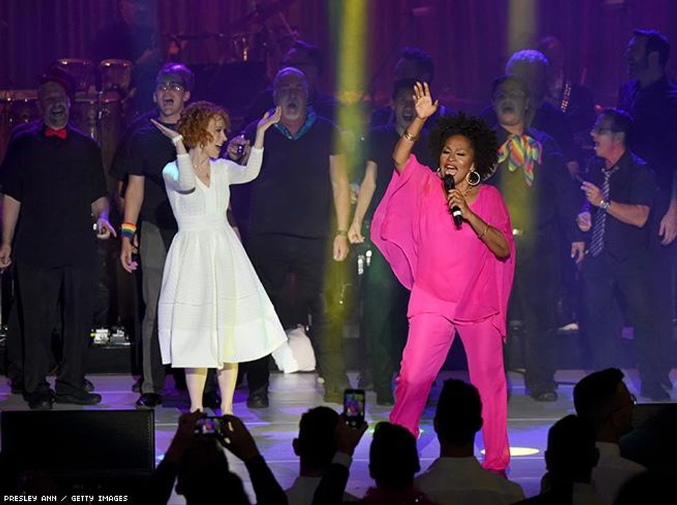Kathy Griffin and Jenifer Lewis perform onstage