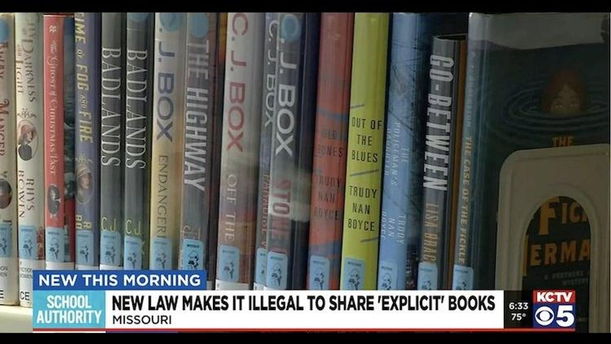 KCTV screengrab of library books
