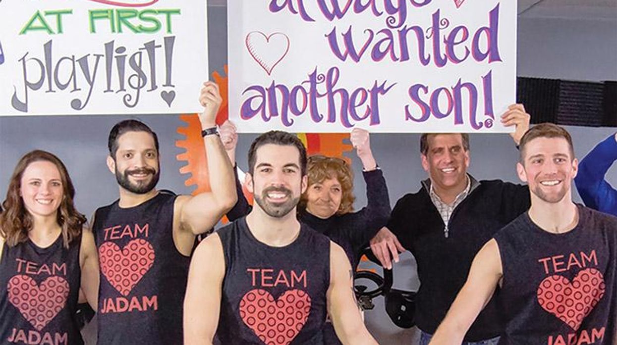 Keller (center) and Marinelli (right) with family and friends