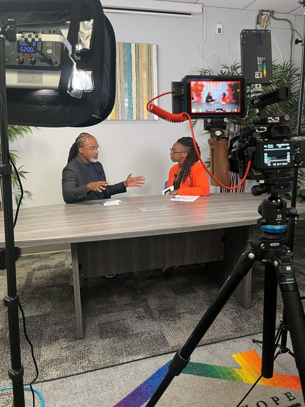 Kelley Robinson with Rashad Burgess at the Human Rights Campaign Altanta storytelling training