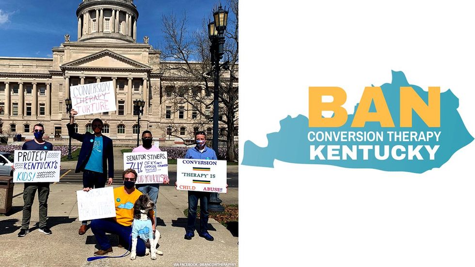 Kentucky legislature with protesters out front