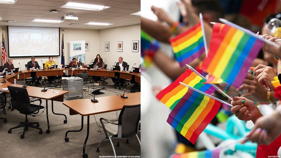 Kentucky School board and pride flags