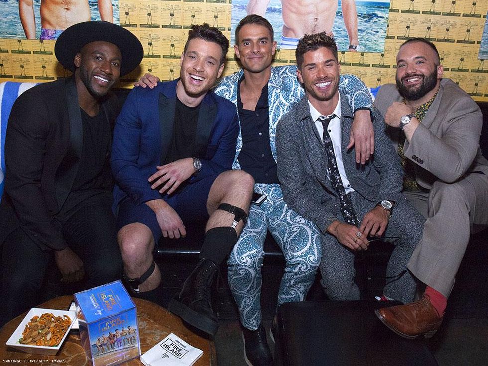 Khasan Brailsford, Jorge Bustillos, Patrick McDonald, Cheyenne Parker, and Justin Russo attend Logo TV Fire Island Premiere Party at Atlas Social Club on April 20, 2017 in New York City.