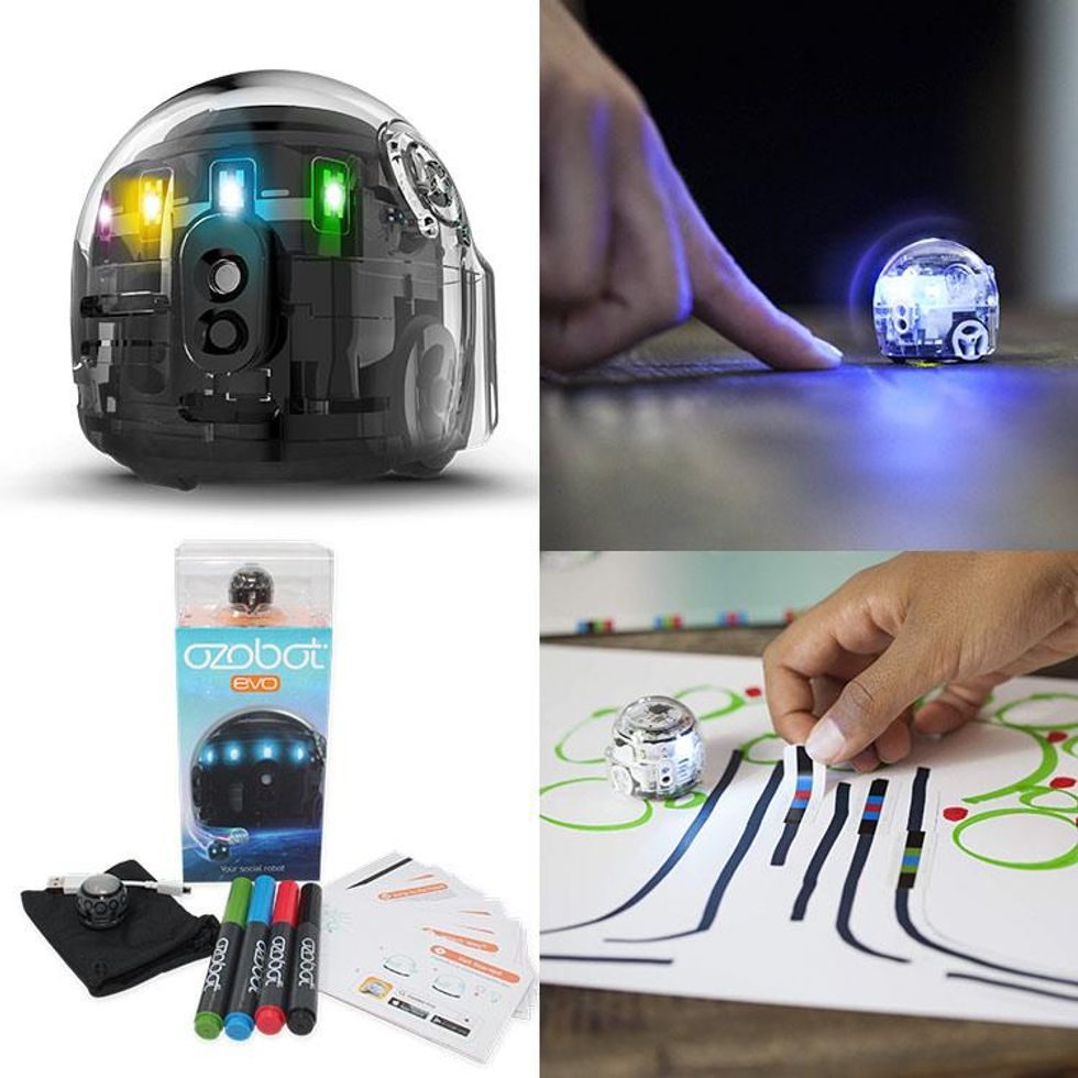 Kids can't help but adore Ozobot's new Evo, an app-connected, coding robot that kids can program themselves using simple computer code.
