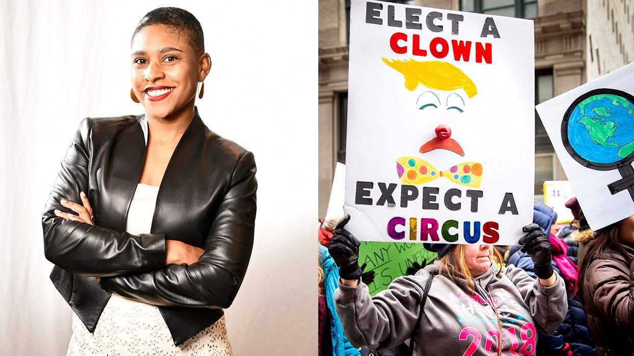 Kierra Johnson Elect A Clown Expect A Circus donald trump protest sign