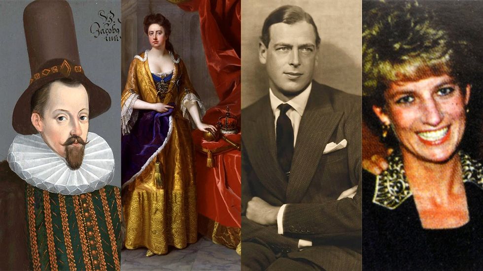 King James I Queen Anne Prince George Duke of Kent Diana, Princess of Wales