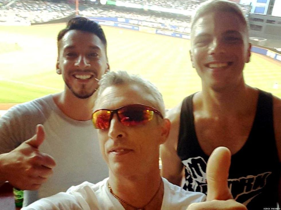 Kirk Pacheco and his posse pose for a selfie in the club room.