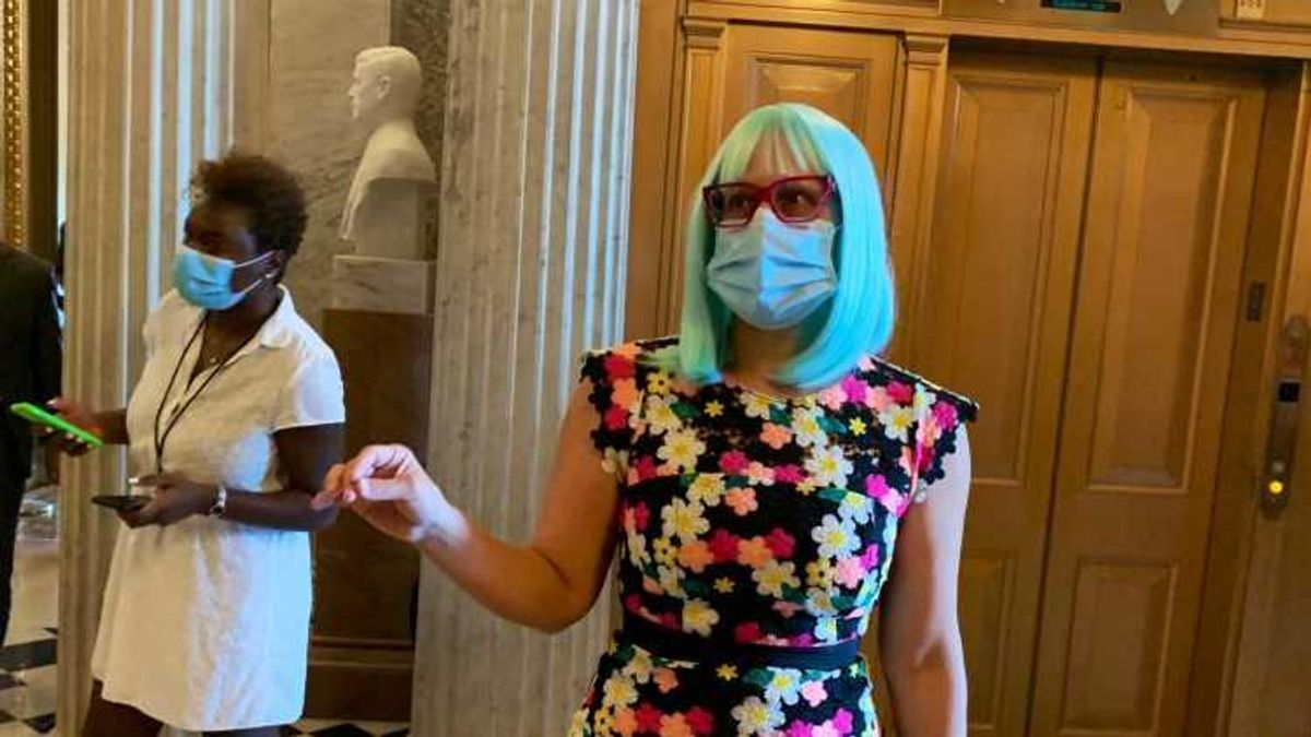 Kyrsten Sinema in wig