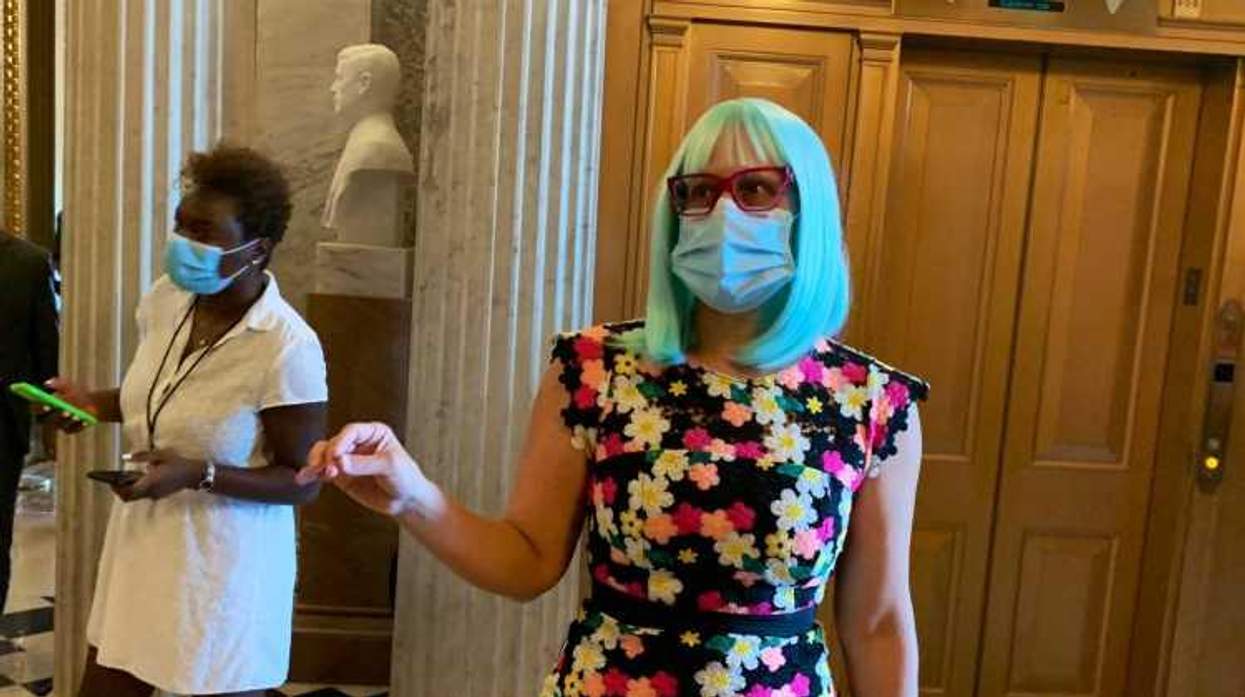 Kyrsten Sinema in wig