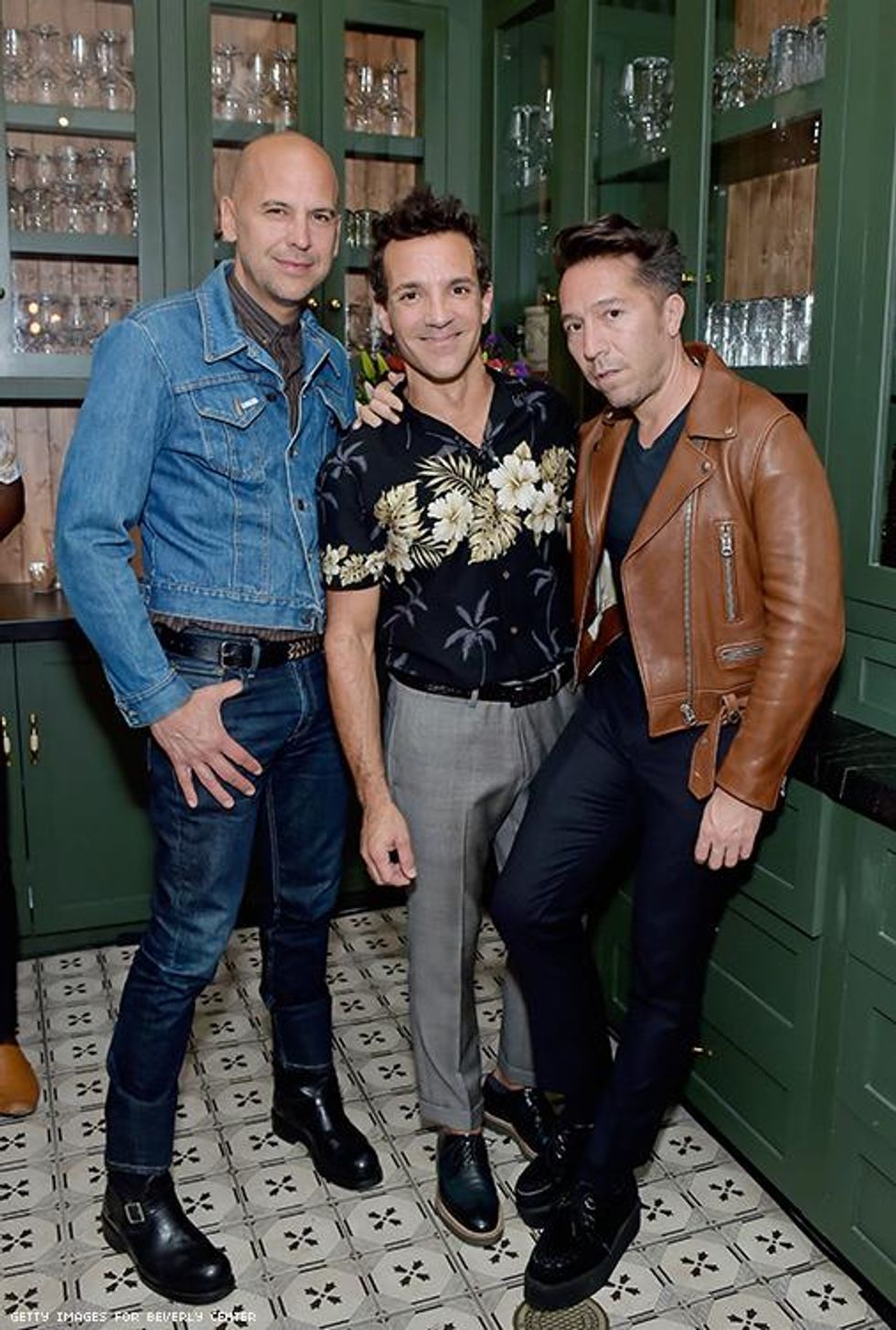 (L-R) Fashion designer Claude Morais, George Kotsiopoulos, and fashion designer Brian Wolk