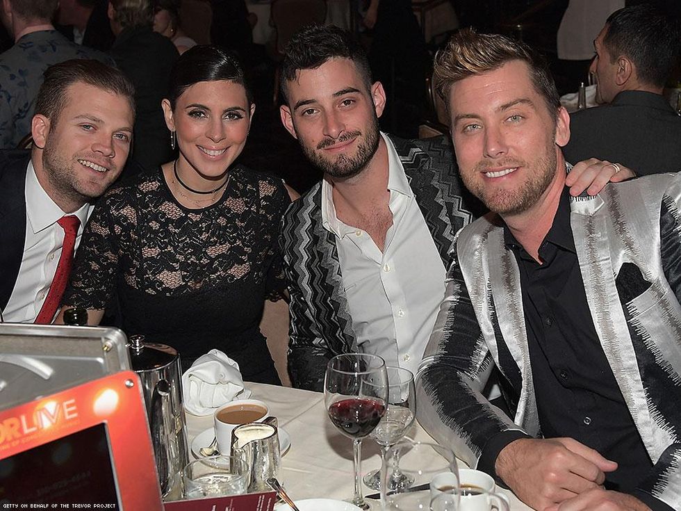 (L-R) MLB player Cutter Dykstra, actors Jamie-Lynn Sigler, Michael Turchin and Lance Bass