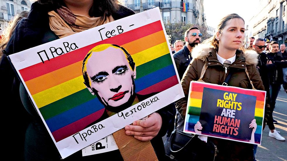 LGBTQ Activism Russia Putin Gay Clown Sign