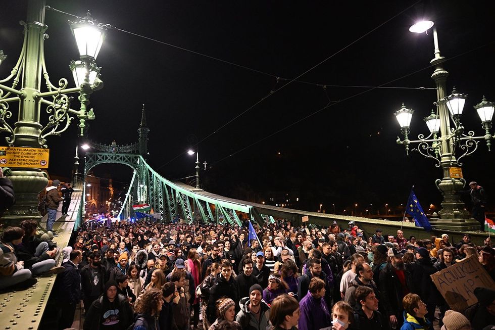 LGBTQ+ rights protesters in Budapest