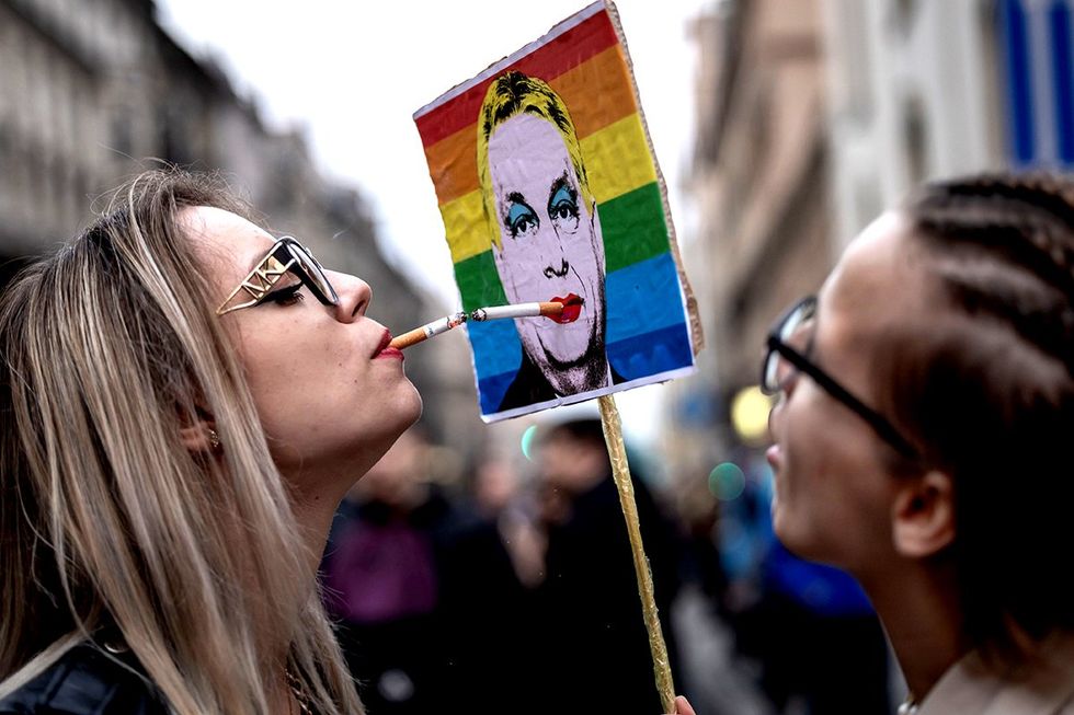 LGBTQ+ rights protesters in Budapest