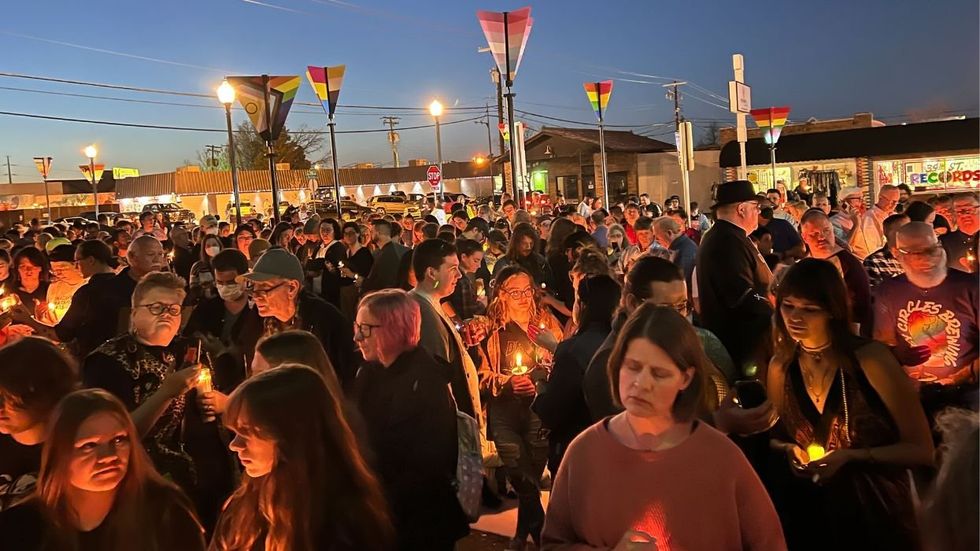 LGBTQ+ supporters at Oklahoma City candlelight vigil for Nex Benedict, nonbinary teen who died