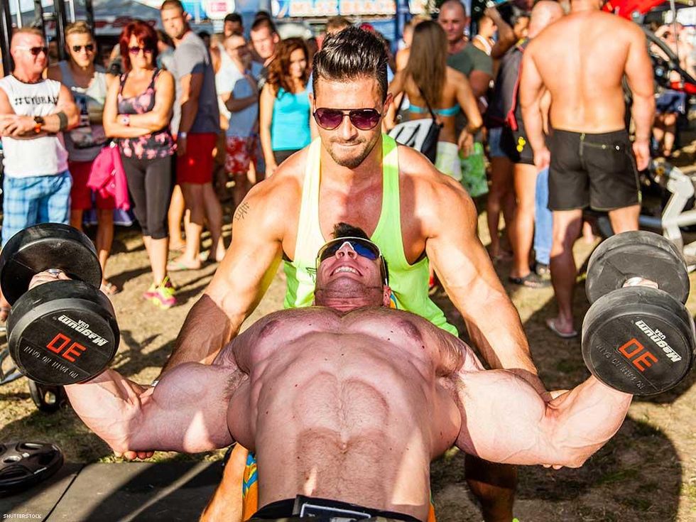 lifting weights outside