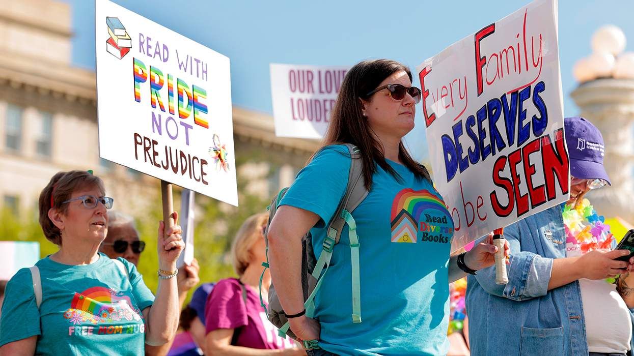 Mahmoud v Taylor LGBTQ rights protesters with signs outside US Supreme Court building washington DC April 2025
