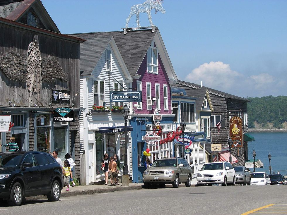Main Street in \u200bBar Harbor, Maine, the town where the College of the Atlantic is located.