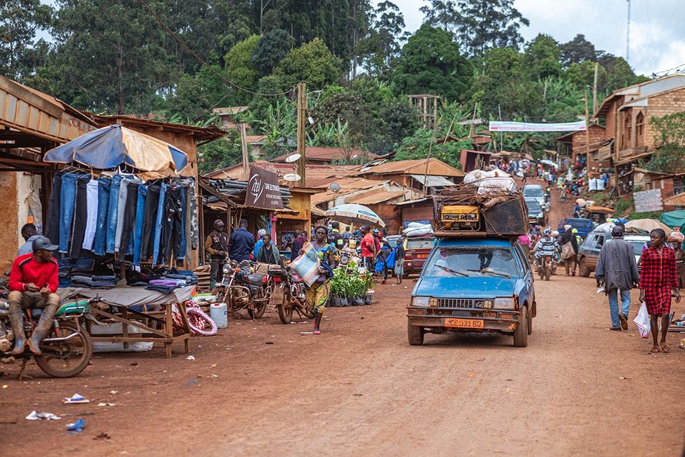 main street of the Bangang market in Mbouda, West Cameroon