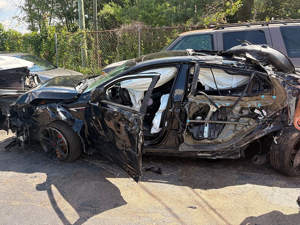 Majors and Gaskins wrecked car