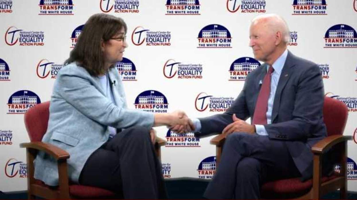 Mara Keisling and Joe Biden